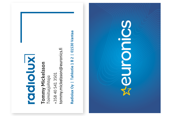 Radiolux-Euronics-2-puoleinen-käyntikortti